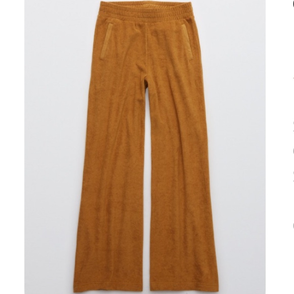 Aerie Summer Lights Terry Wide Leg Pant - Tan